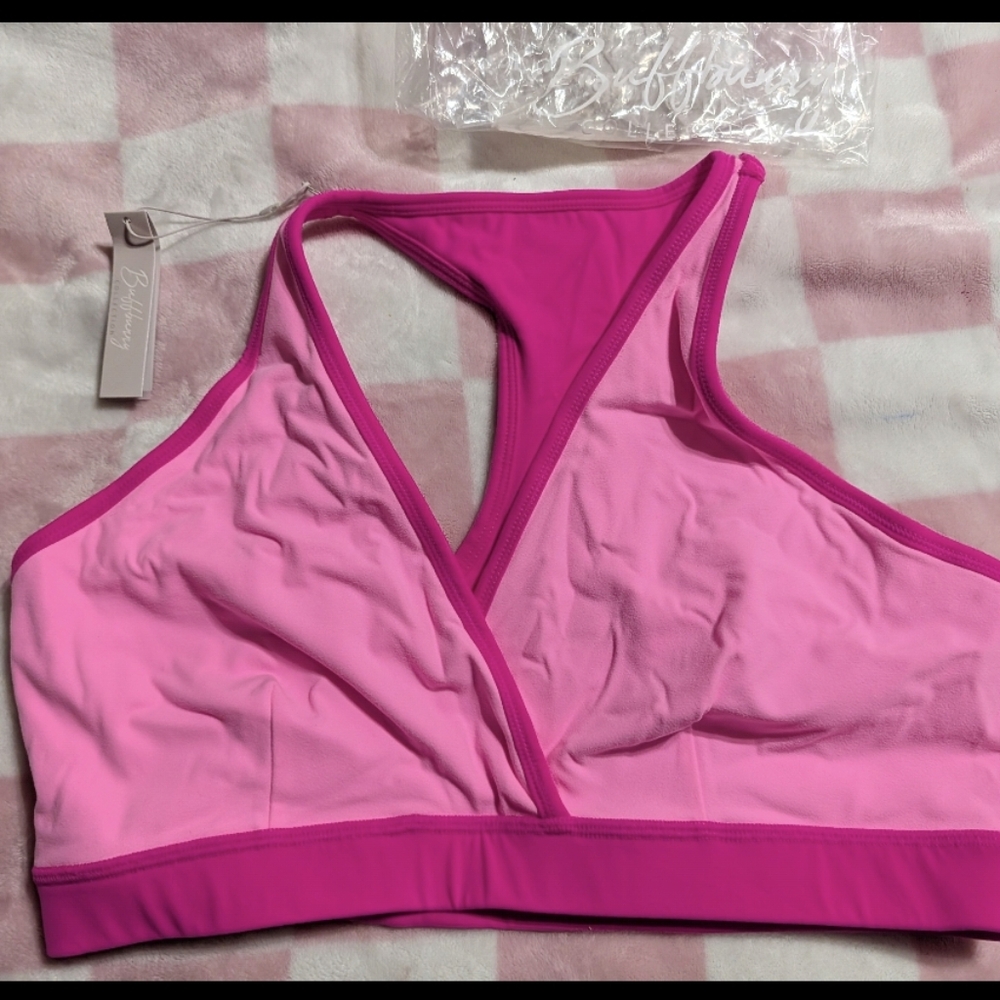 BuffBunny Pink Sports Bra. Reverse Colors